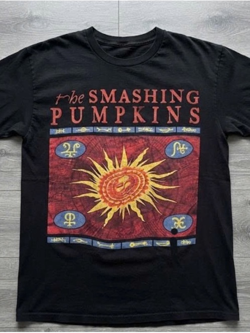 Black Tee with Red and Yellow Sun Graphic - The Smashing Pumpkins